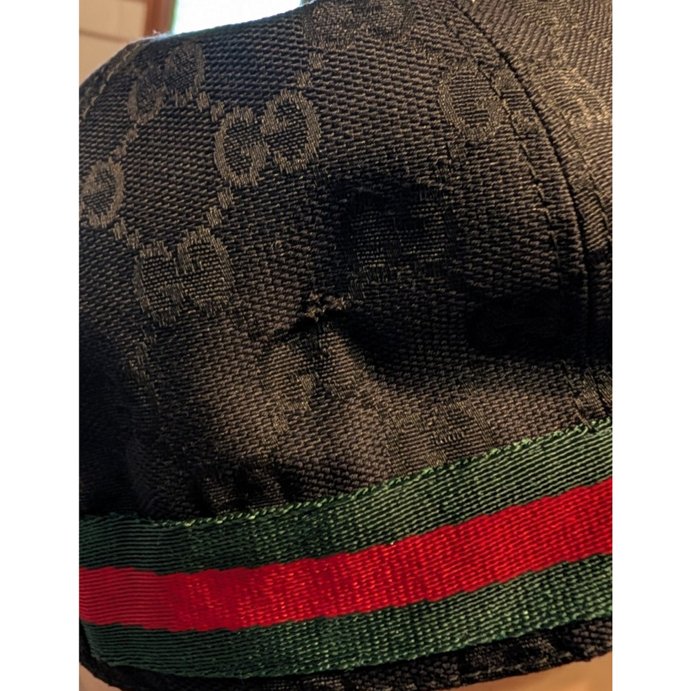 Gucci GG Monogram Web Stripe Canvas Baseball Cap Hat Black Medium - Picture 10 of 10